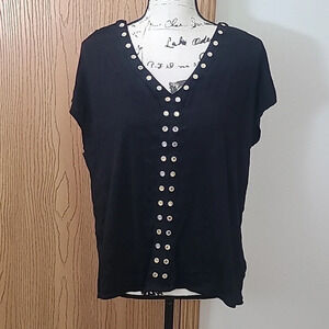 Ana studded rhinestone detail dolman sleeve flowy top